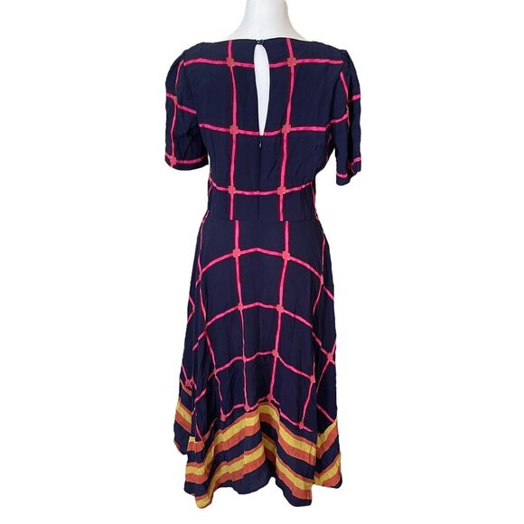 HD in Paris 2 Midi Dress Striped Pane A-Line Blue Flowy Anthropologie - Picture 5 of 11